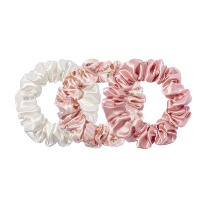 Slip Silk Scrunchies - Petal - 100% 22 Momme Mulberry Silk Large Hair-Friendly Elastic Set for Women (3 Luxurious Scrunchies)